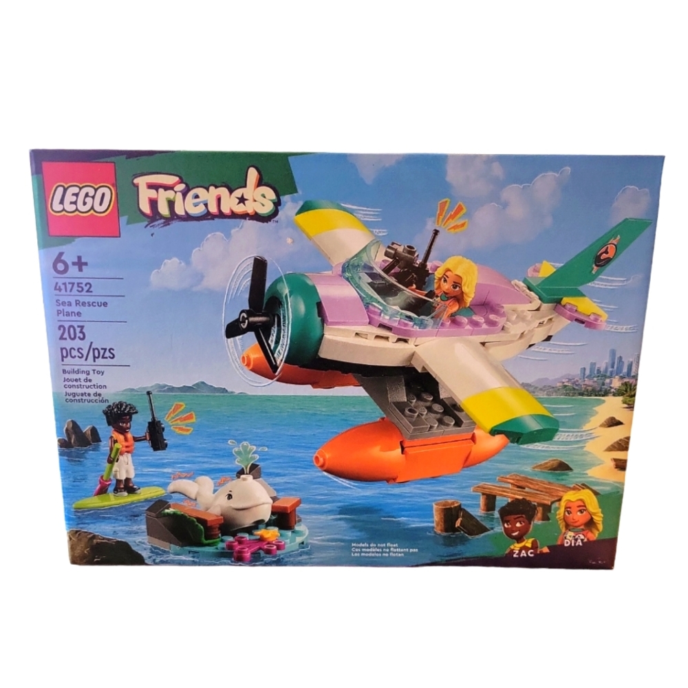 Lego, NIB, Lego Friends Sea Rescue Plane, Includes 2 Mini Dolls, 203 Pieces, Age